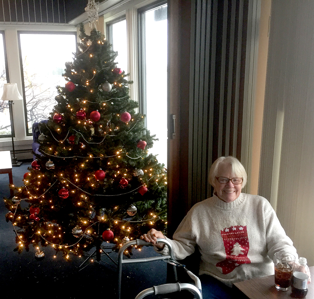 Lynne Hellquist brought holiday cheer to the club.